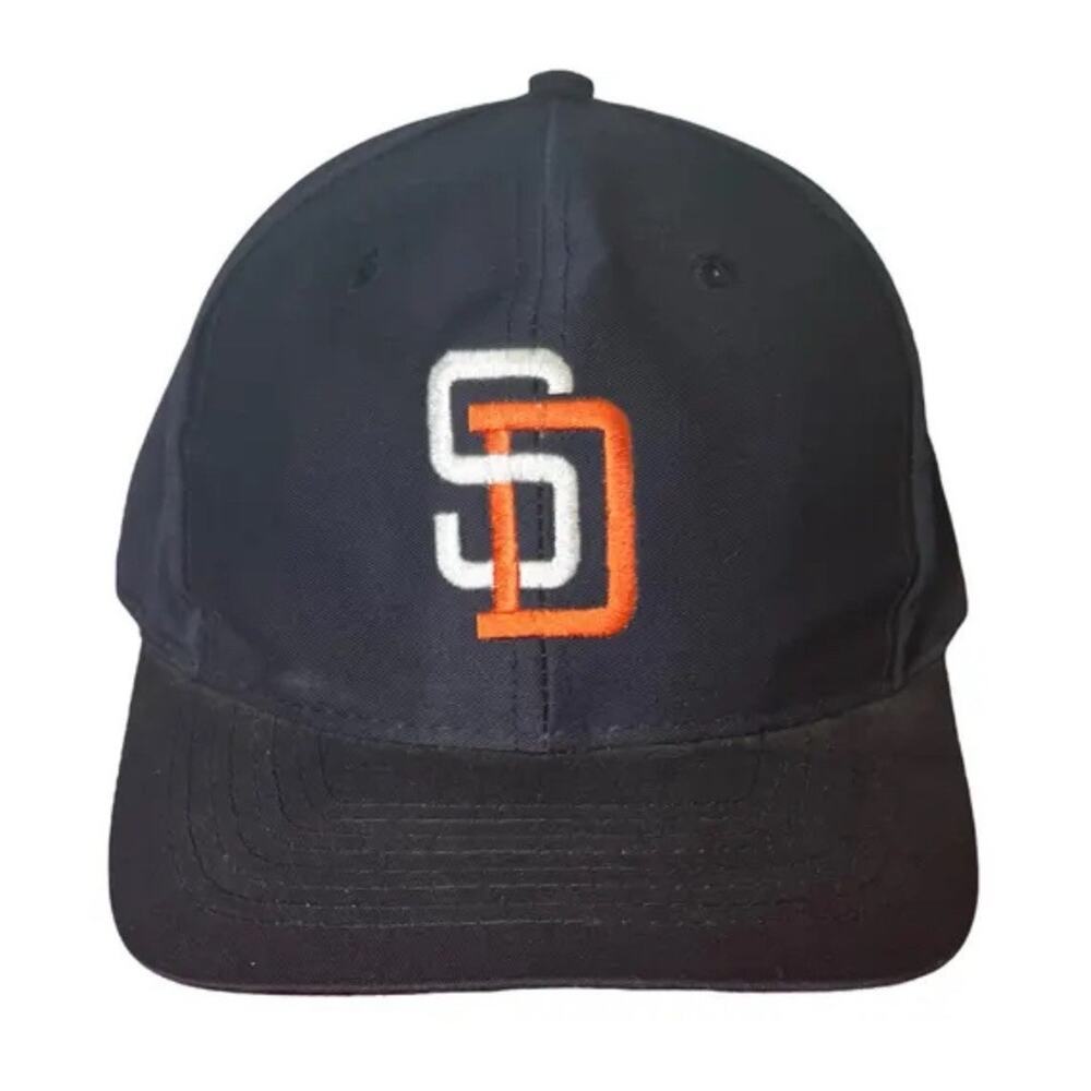 Vintage San Diego Padres Logo Cap Dark Blue Size 6 7/8 1990s MLB Baseball Cap - Picture 2 of 11